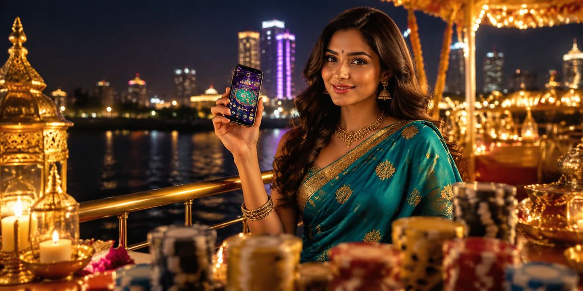Indian player enjoying Andar Bahar on mobile in Bangalore city streets